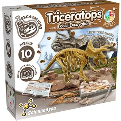 Immagine di Science4You Kit Dinosauri Triceratopo Fossili da Scavare, Assemblare Gli 10 Pezzi di Dinosauro Scheletro Construire, Paleontologo e Giochi Archeologia per Bambini +6 Anni