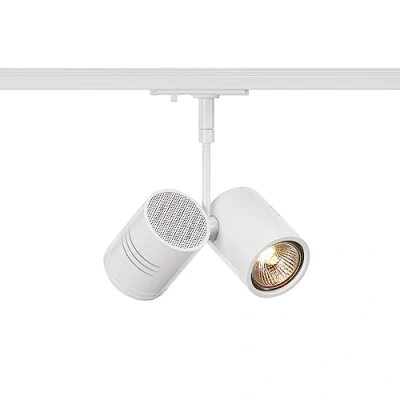 Immagine di SLV BIMA 2 spot per binario monofase ad alta tensione, biemissione, QPAR51, bianco, max. 50W, incl. adattatore