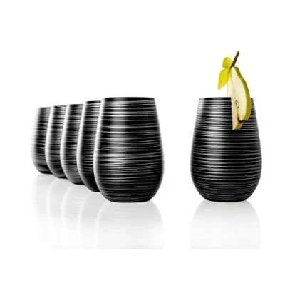 Immagine di Stölzle Lausitz bicchieri TWISTER 465ml Nero argento I Set di 6 lavabili in lavastoviglie infrangibili universali per acqua, succhi e long drink
