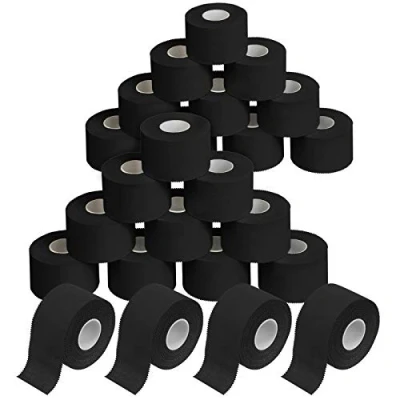 Immagine di ALPIDEX 24 x Sport Tape 3,8 cm 10 Nastro Adesivo Molti Colori 100% Cotone Non Elastico, Colore:Nero