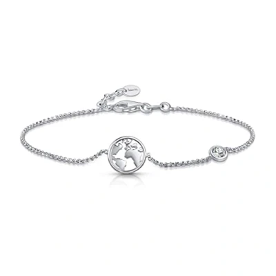 Immagine di Amberta Bracciale con Ciondolo e Zircone per Donna in Argento Sterling 925: Charm Mappamondo