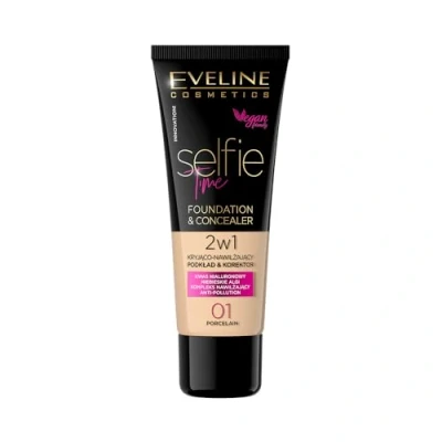 Immagine di Eveline Cosmetics Selfie Time Fondotinta e correttore idratante 2 in 1, 30 ml, n. 03, vaniglia