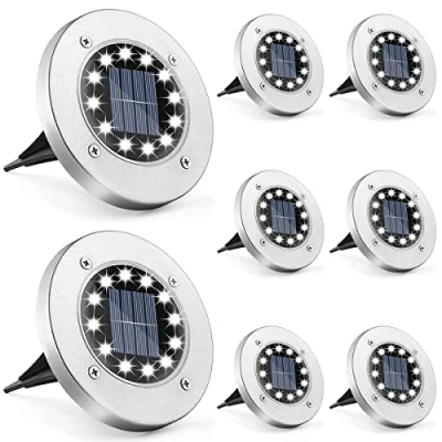 Immagine di Anmossi Lampade Solari da Giardino,12 Led Lampada Solare Esterno,Luce Esterno IP65 Impermeabile,Bianco Freddo,Faretti a per Prato,Giardino,Paesaggio,Scala(8 Pezzi)