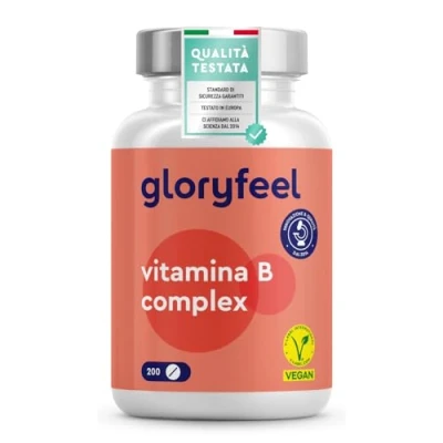 Immagine di Vitamina B Complex ad Alto Dosaggio, 6+ Mesi di Scorta, 200 Compresse, Tutte le Vitamine con Qualità Testata, B1, B2, B3, B5, B6, B7, B9 e B12, Biotina, Acido Folico B12