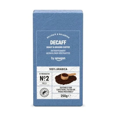 Immagine di by Amazon Caffè Decaffeinato macinato, tostatura chiara, 1kg, 4 confezioni da 250g Certificato Rainforest Alliance