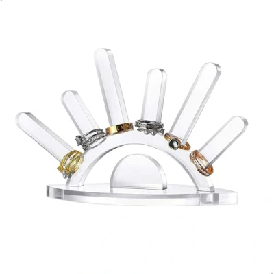Immagine di xiruiubao Porta anello, Rimovibile Anelli, Anelli Espositore, Espositore da Banco in Acrilico per Bracciali, Collane, Orecchini e Orologi (Trasparente)
