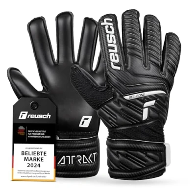 Immagine di Reusch Attrakt Solid Junior Guanti da portiere per i bambini con costruzione cuciture esterne tutte le superfici dei campi gioco