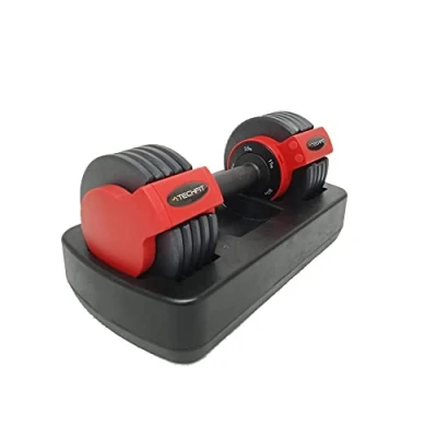 Immagine di TechFit Manubri con Custodia di Stoccaggio Ergonomic Handle, Weightlifting, Bodybuilding, Gym Exercises chiusura sicurezza Regolabili (1x11.5 kg)