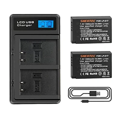 Immagine di 2X Shentec 7.2V 1500mAh Batteria LP E17 con Canon EOS Rebel T6i T6 T7i 750D 760D 8000D Kiss X8i 800D 77D 200D SL2 M3 M6