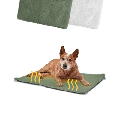 Immagine di PiuPet® Tappetino Riscaldante 90x60cm I Coperta autoriscaldante Cuccia Cane Interno Senza elettricità e batterie per Cani Tappeto (Verde)