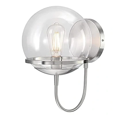 Immagine di Westinghouse Lighting 6119240 Moderna lampada da parete interno a una luce Marla, finitura in nichel spazzolato, vetro trasparente