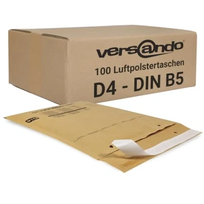 Immagine di Versando LUPOBD100, buste imbottite, 200 x 275 mm , D4 (14) D/1, marrone / oro, 100 pezzi