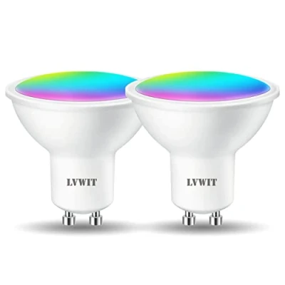 Immagine di LVWIT Lampadina LED GU10 da Incasso Smart Wifi, 5W Equivalenti a 32W, 350Lm, Compatibile con Alexa, Echo and Google Assistant, RGB Intelligente Dimmerabile, Controllo Distanza App