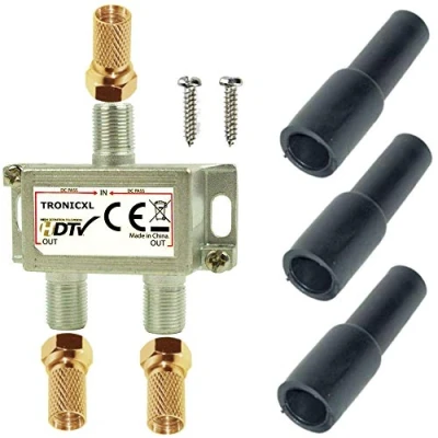 Immagine di TronicXL High End Splitter a 2 vie Per TV di alta qualità F Plug Partitore Switch Sat Antenna SEGNALE CANALI Digitale Terrestre