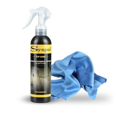 Immagine di Synpol Kit Detergente per Parti in Pelle più Panno Microfibra Interni Auto Effetto Brillantezza Sella Moto Non Lascia Aloni