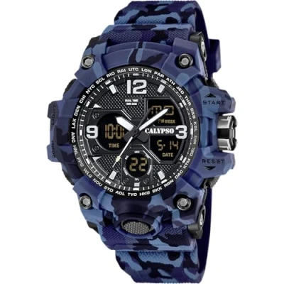 Immagine di Calypso K5855/2 Orologio Uomo Analogico Digitale, Mimetico Blu Nero, blu, audace