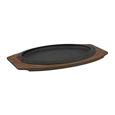 Immagine di ILSA Piatto da Portata in Ghisa, Vassoio Legno, Ovale, 28x19 cm