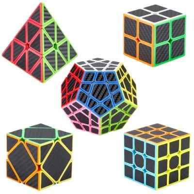 Immagine di Coolzon Puzzle Cubes 5 Pezzi Megaminx + Pyraminx 2x2x2 3x3x3 Skewb in Giftbox Magico Cubo con Adesivo Fibra di Carbonio Nuovo velocità