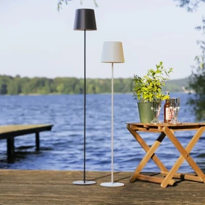 Immagine di Lightbox lampada da terra a LED interni ed esterni 129 cm di altezza, Ø 18 bianca per con dimmer touch 3 livelli mobile/wireless/portatile ricaricabile