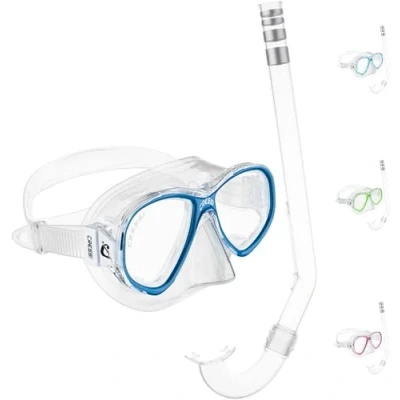 Immagine di Cressi Perla Jr Snorkeling &amp; Apnea Combo Set Maschera + Snorkel Minigringo, Trasparente/Blu, Taglia Unica, Junior Unisex