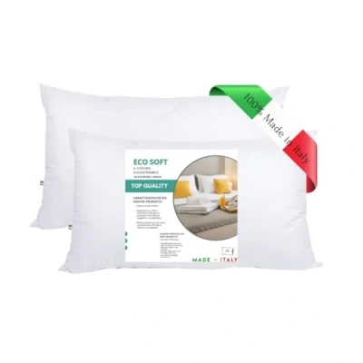 Immagine di GM ECO Soft Cuscini Letto 40x70 Guanciali per dormire 2 pezzi rivestimento in fibre sintetiche anallergiche fresco lavabile anallergico e traspirante Made Italy