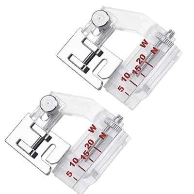 Immagine di Piedino per Sbieco Portatile, 2 Piedini Premistoffa Regolabile da 5 mm a 20 Universale Righello Adatto Snap on Cucito Stelo Basso Brother Singer Janome Kenmore