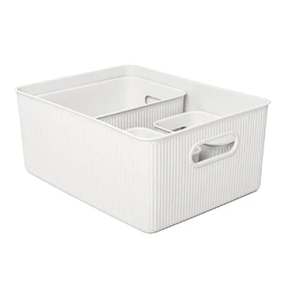 Immagine di TATAY Set di 4 Cestino Portaoggetti Baobab (1 x 15L, 1 5L, 2 1,5L), in Polipropilene, Senza BPA, Bianco
