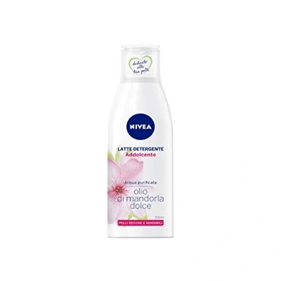 Immagine di NIVEA latte struccante Dolcezza viso &amp; Occhi (1 x 200 ml), occhi, detergente arricchito con olio di mandorla naturale idrramina, idratante pelle secca sensibile
