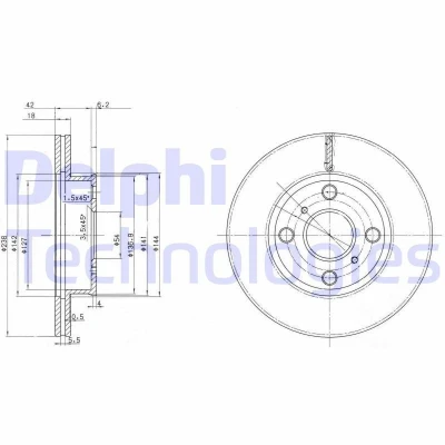 Immagine di DELPHI BG2424 Disco freno 238 18 4 ventilato Oleato non trattato senza cuscinetto ruota, anello sensore ABS