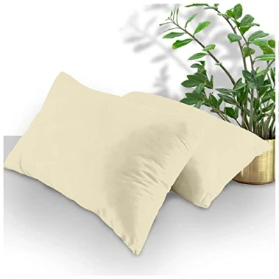 Immagine di GC GAVENO CAVAILIA Diamond Lenzuolo con Angoli in Policotone, Facile da Pulire, Tinta Unita o federe per casalinga, Confezione, Crema, 2 X Pillow Case