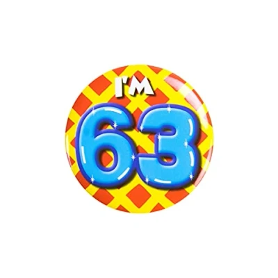 Immagine di PD Party 6014763 Compleanno Distintivo/Spillo Badge Celebrazione Festa I&#039;m 63, Multicolore, 5.5cm Lunghezza x Larghezza 0.5cm Altezza