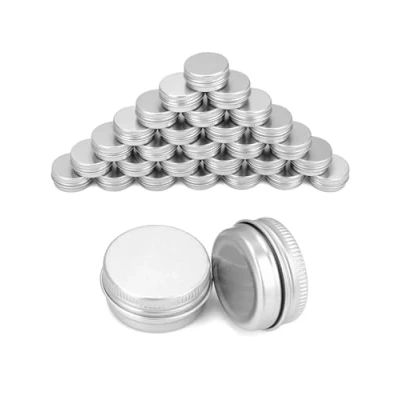 Immagine di QWORK® 30 pezzi Vasetti Alluminio con coperchi, Barattoli vuoti rotondi per assortimento di gioielli lozione crema (15 ml)