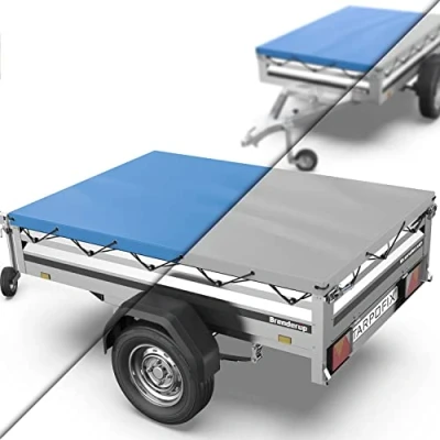 Immagine di Tarpofix® Telo per rimorchio auto 212 x 123 7,5 cm incl. Corda telone Bordo rinforzato e copri in materiale PVC ideale vari modelli di rimorchi da 750 kg FP10