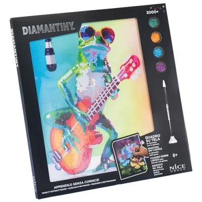 Immagine di DIAMANTINY Rana con Chitarra Quadro Dipingi coi Numeri, Multicolore, 32 x 30 2 cm, 96571
