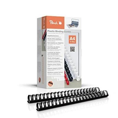 Immagine di Peach PB432 02 Dorsi in plastica, formato A4, 32 mm, 310 fogli, 50 pezzi, colore nero