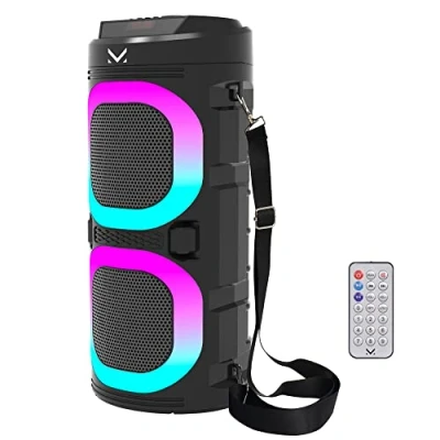 Immagine di Majestic FIRE 9 Speaker bluetooth, 3 effetti luci LED, ingressi USB/microSD/AUX IN/MIC, Batteria ricaricabile, funzione TWS, telecomando, Impugnatura e tracolla per il trasporto