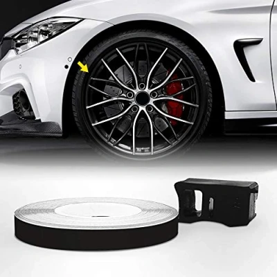 Immagine di 4R Quattroerre.it 10341 Wheel Trim Strisce Adesive Rifrangenti con Applicatore per Cerchi Auto, Nero, 7 mm x 6 mt