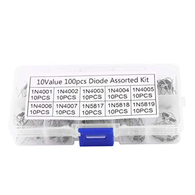 Immagine di Diodo, 100pcs 10Values Kit diodi di raddrizzatore a elettronico con scatola Low Power Loss, alta efficienza (1N4001 1N4007 1N5817 1N5819)