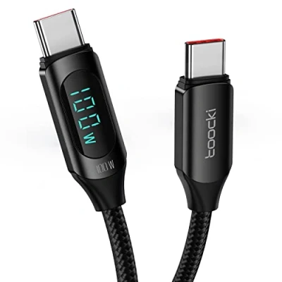 Immagine di cavo da USB C a 6,6 FT ricarica rapida 5A PD 100W con display LED, di tipo 480Mbps