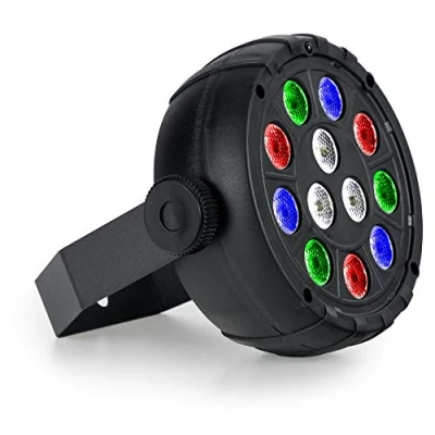 Immagine di Showlite PL 12 USB PAR12 Partyspot Faretto LED RGBW compatto per feste, bar e DJ mobili Alimentazione tramite alimentatore con microfono controllo musicale Scocca in plastica