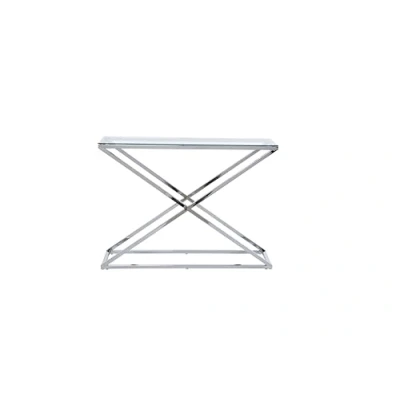 Immagine di Jahnke Xtra Console Consolle, Legno ingegnerizzato Metallo, Vetro Trasparente/Cromato, Taglia Unica