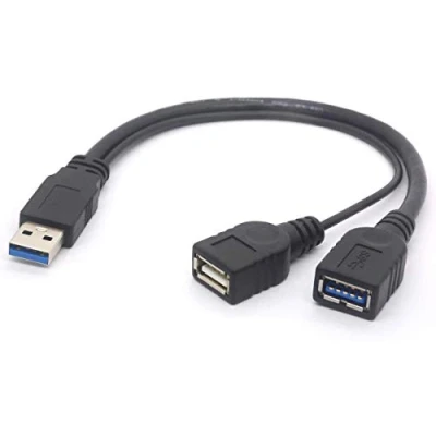 Immagine di Tomost Cavo splitter USB 3.0 femmina maschio a doppia femmina, adattatore Y per hard disk mobili da 2,5&quot; (1 2 femmine)