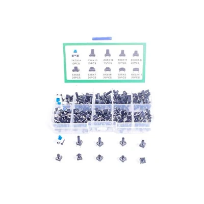 Immagine di ANGEEK 10 Models 180pcs 6 * Tact Switch Tactile Push Button Kit, Height: 4.3MM 14MM Dip 4P Micro 6x6 Key