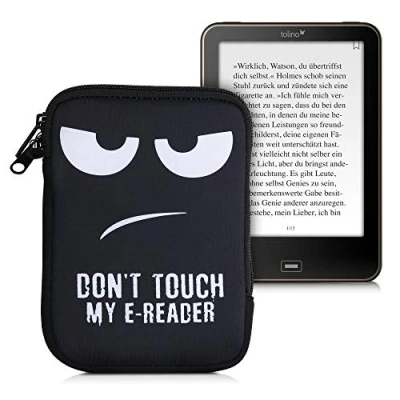 Immagine di kwmobile Custodia Universale per eReader Copertina in Neoprene bianco/nero con Chiusura a Zip Misura 17 x 12 2 cm Astuccio portatablet