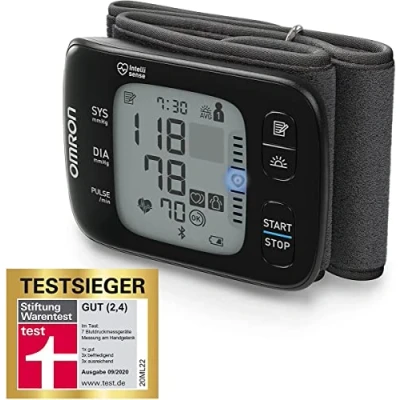 Immagine di OMRON RS7 Intelli IT Misuratore di Pressione Arteriosa da Polso Apparecchio Portatile per Misurare la e Monitoraggio dell&#039;Ipertensione, Connessione Bluetooth, compatibile con Smartphone