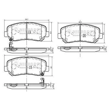 Immagine di NIPPARTS N3603073 Kit pastiglie freno Assale anteriore Non predisposto per contatto segnalazione usura con accessori MAZDA: CX 5 I, II