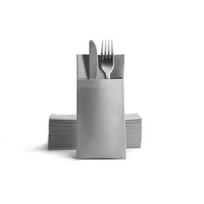 Immagine di Alvotex CHIC Airlaid 50 tovaglioli per posate, in tessuto, usa e getta, 39 x 40 cm, colore: grigio
