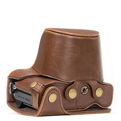 Immagine di Megagear Mg638 Olympus Om D E M10 Mark Ii, (14 42 Mm) Ever Ready Custodia In Finta Pelle Per Fotocamera Con Tracolla Marrone Scuro