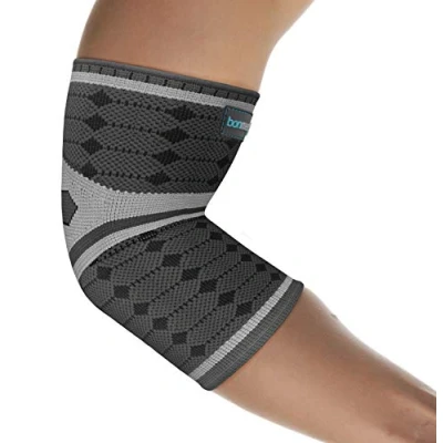 Immagine di bonmedico Professional Kusano Gomitiera Unisex, Dona Supporto a Tendini e Muscoli, Elastica in Tessuto Compressivo per Prevenire Donare Sollievo dal Dolore, Grigio, S