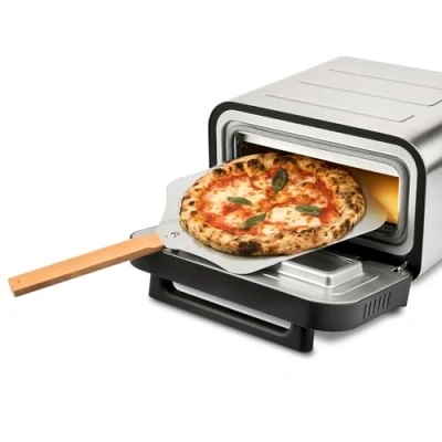 Immagine di G3 Ferrari G10204 Pizza Pro 2 minuti, 1700 W, Raggiunge fino 450C, Pareti fredde,Cottura in Display digitale con 6 programmi, Pietra refrattaria, Accessori e ricettario inclusi, Grigio/Inox